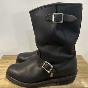 Men's Black Leather Engineer Boots by Gear Box